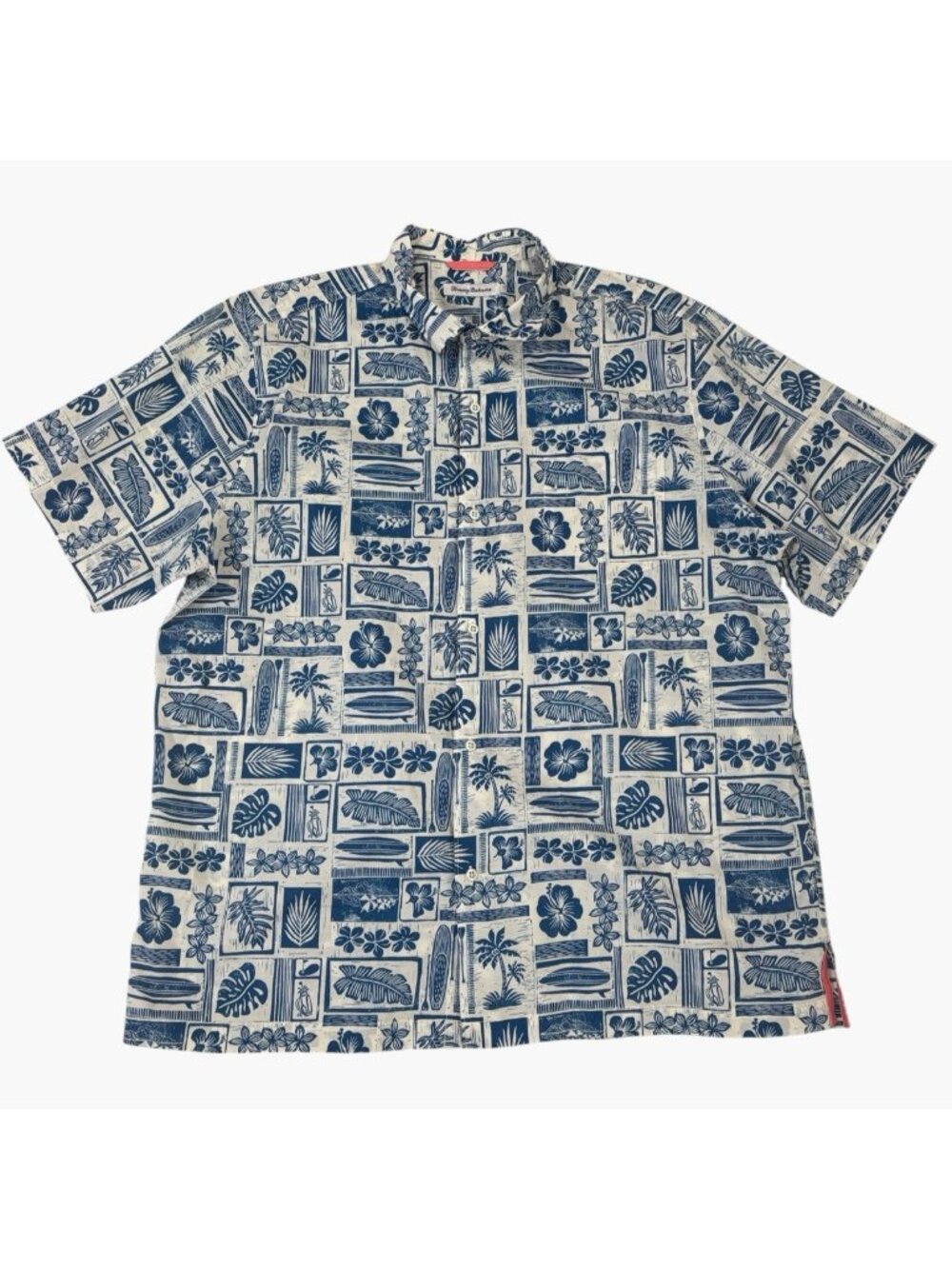 -Tommy Bahama Short Sleeve Button Up Mens Hawaiian Shirt XL Blue Tropical Resort